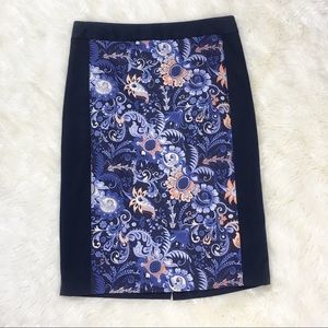 Club Monaco Navy Pencil Skirt w/Paisley Size 0
